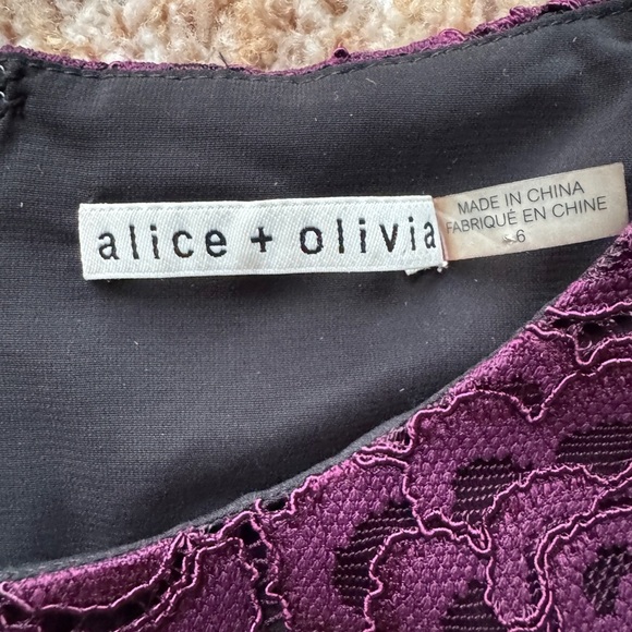 ALICE +  OLIVIA Odelia Sleeveless Lace Midi Fit & Flare Dress Eggplant Size 6 - Picture 3 of 6
